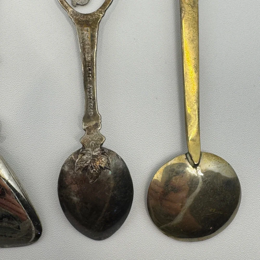 Vtg Souvenir Spoon Lot 4‎ International Japan Johannesburg Australia Cancun Jade